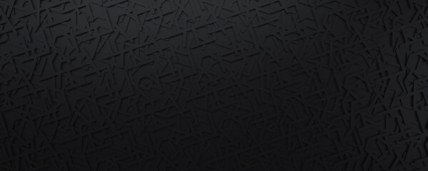 Simple dark background. Geometric shapes and lines pattern. 3d render