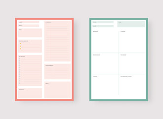 Modern planner template set. Set of planner and to do list. Daily and weekly planner template. Vector illustration.
