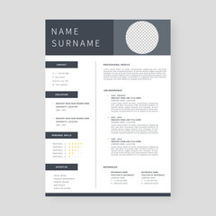 Resume template. Professional resume template design. Template design. Vector illustration.