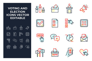 set of Voting elements symbol template for graphic and web design collection logo vector illustration