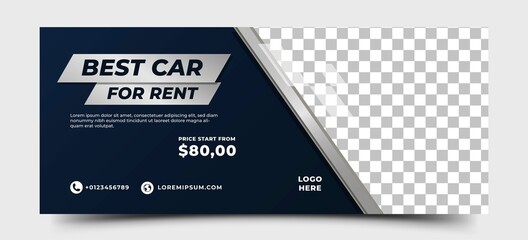 Car rental horizontal banner cover template design.