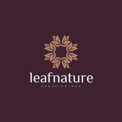 Organic leaf logo with rotating concept logo design, luxury leaf rotating cycle vector graphics, nature logo for beauty and spa