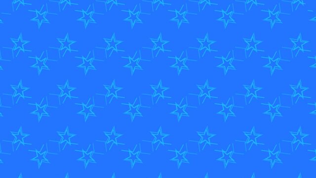Animation of moving stars on blue, green and black background. 