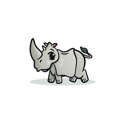 Fototapeta na wymiar Cute rhinoceros with big horn isolated vector illustration design