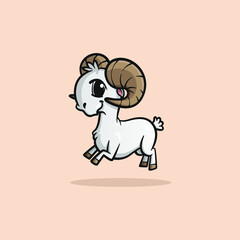 Cute goat sheep with big horn isolated vector illustration design