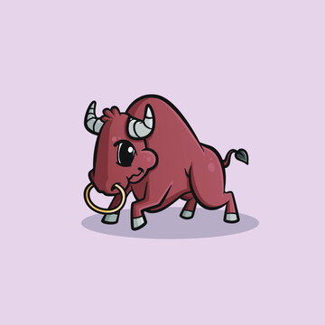 Cute red bull with big nose isolated vector illustration design