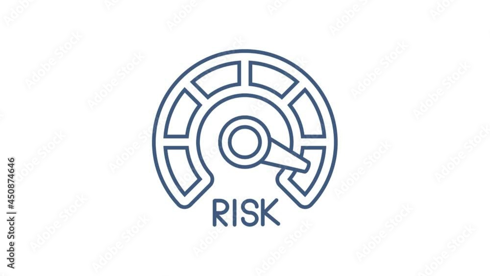 Poster risk icon on speedometer. high risk meter. motion graphics.