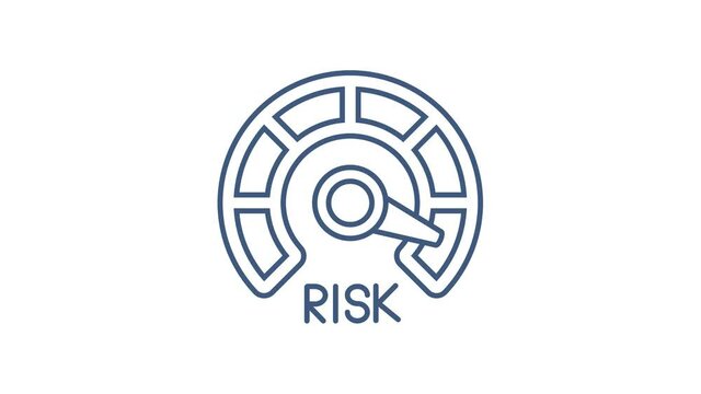Risk icon on speedometer. High risk meter. Motion graphics.