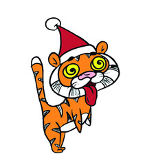 Vector design on a white isolated background for postcards, banners, stickers for social networks.Funny tiger