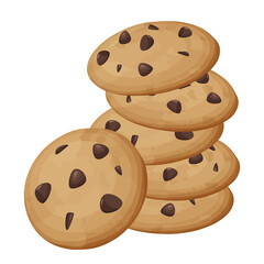 積み上げたチョコチップクッキーのイラスト