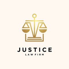 creative law firm logo with lines, justice logo design in gold color