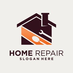 Home improvement logo template design, home renovation real estate home improvement company logo