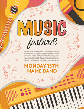 elegant playful pop rock music party festival poster in creative style with modern shapes Template design Music festival