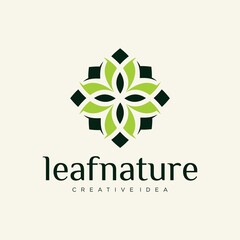 Organic leaf logo set with rotating cycle vector concept design luxury leaf Organic leaf logo design with rotating cycle concept luxury leaf rotating graphic