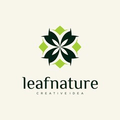 Organic leaf logo set with rotating cycle vector concept design luxury leaf Organic leaf logo design with rotating cycle concept luxury leaf rotating graphic