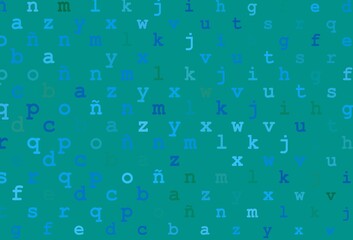 Light blue, green vector pattern with ABC symbols.