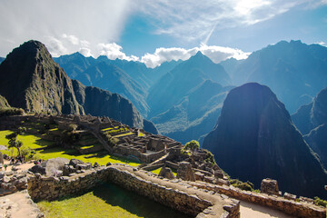 Machu Picchu in the andes view, Peru