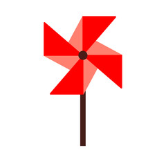 The colored paper windmill isolated on white background.
