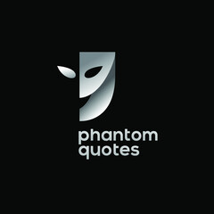 mask phantom and quotes logo design. Vector icon illustration inspiration. unique icon black and white version