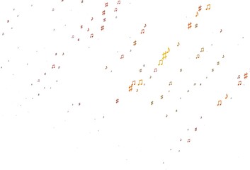 Light Orange vector background with music symbols.
