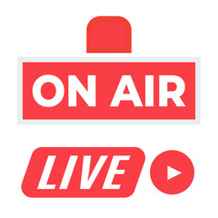 Broadcast studio on air light. On-air sign radio and television