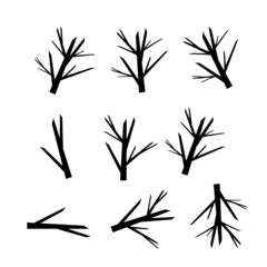 Vector tree branches silhouette. leaf vector