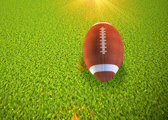 3D Rugby ball on grass