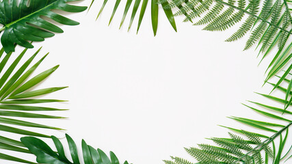 palm leaf on white background.