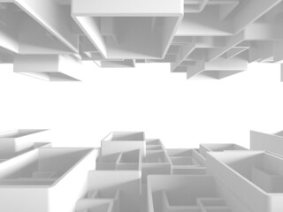 White cubes structure. Abstract futuristic background.