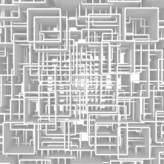 White cubes structure. Abstract futuristic background.