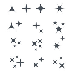 Sparkle lights Stars set. Glowing light effect star eps10