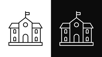 School building icons. Place of education for children. Vector illustration