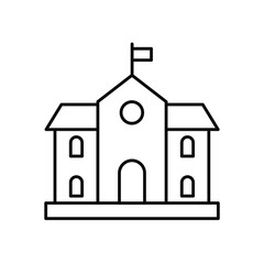 School building icon isolated on white background. Place of education for children. Vector illustration