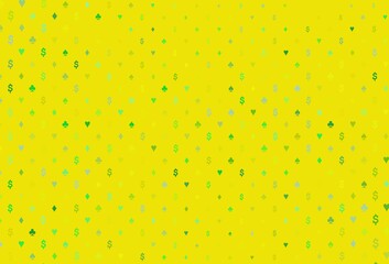 Light green, yellow vector cover with symbols of gamble.