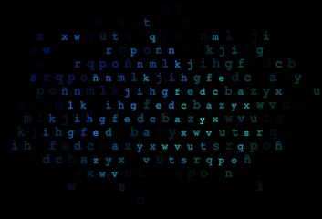 Obraz premium Dark blue, green vector background with signs of alphabet.