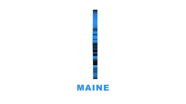 Neon Map of Maine State United States of America, Alabama outline. Blue glowing outline. Motion graphics.