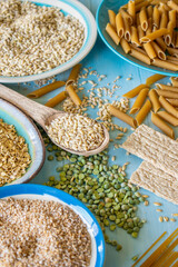 Composition: carbohydrates for weight loss. Healthy diet, selective focus
