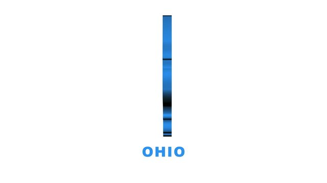 Line animated map showing the state of Ohio from the united state of america. Motion graphics.