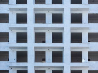 Facade of the high-rise apartment building under construction