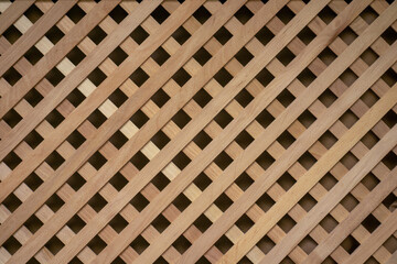 Lattice wooden walls. Pattern with floor. Background with natural wooden structure