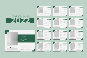 Modern & Minimal Desk calendar design template 2022 with print ready
