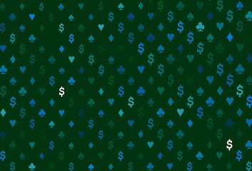 Dark blue, green vector layout with elements of cards.