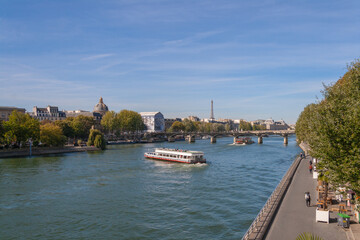 Paris, a sunny day on the Seine River embankment