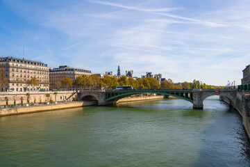 Paris, a sunny day on the Seine River embankment