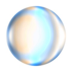 Light blue rainbow gradient round air soap bubble crystal glass ball.A multicolored glossy circle isolated on a white background.Mother of pearl.Colored sphere moon. Logo. 3d render.