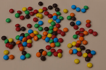 Colorful tasty chocolate candies. Colored sweets.