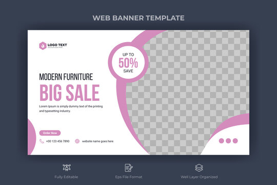 Modern Furniture Landing Page Web Banner Template