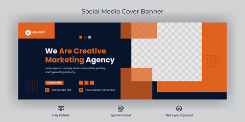 Creative corporate business marketing social media Facebook cover banner post template 