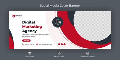 Creative corporate business marketing social media Facebook cover banner post template	 - obrazy, fototapety, plakaty