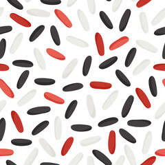 Rice mix vector cartoon seamless pattern for template farmer market design, label and packing.